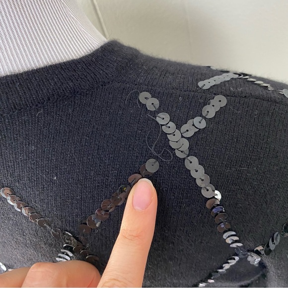 William Kasper California Sweater Tunic Women S Black Sequin Cashmere Knit 70s - Picture 5 of 15